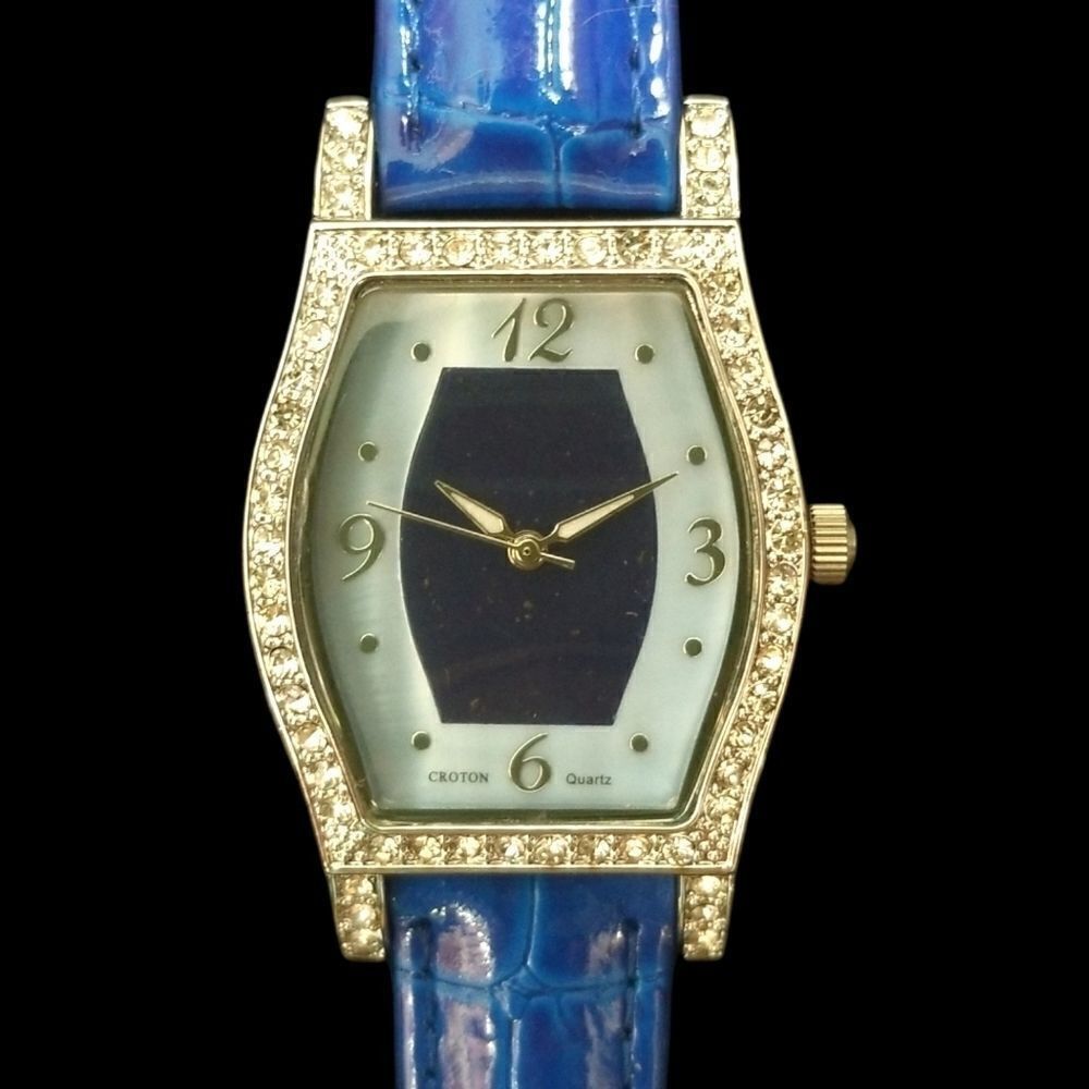 ⭐️Croton Quartz Lapis Lazuli & Mother of Pearl Dial Watch with Crystal Bezel NIB